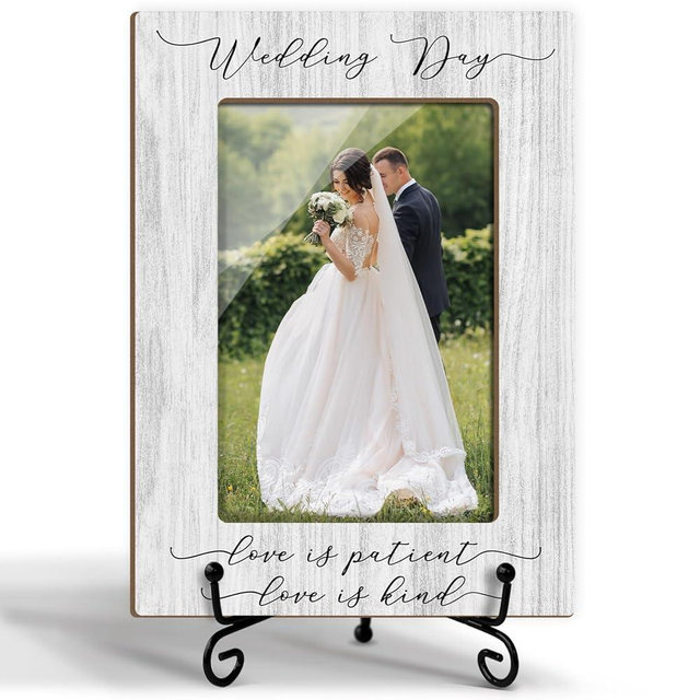 rizotus Wedding Picture Frame Mr and Mrs Picture Frame, Engagement Gifts Wedding Gifts For Newlyweds Bride Groom, Wooden Picture Frame 4x6 Frame Tabletop Display Home Decor Picture Gifts -25