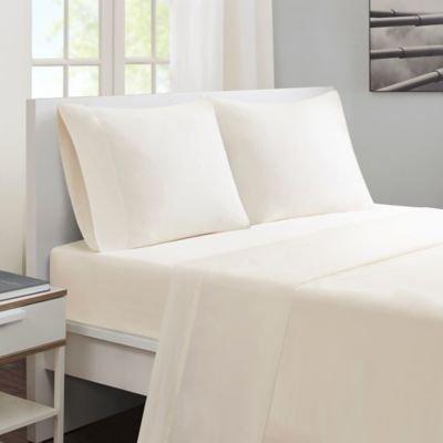 Royal Hotel Bedding Solid Ivory 600-Thread-Count 4pc Queen Bed Sheet Set 100% Cotton, Sateen Solid, Deep Pocket