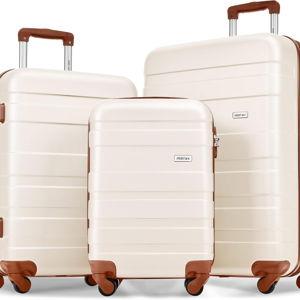 Merax Luggage 3 Pcs ABS Hardside Luggage Sets TSA Lock Spinner Wheel Suitcases