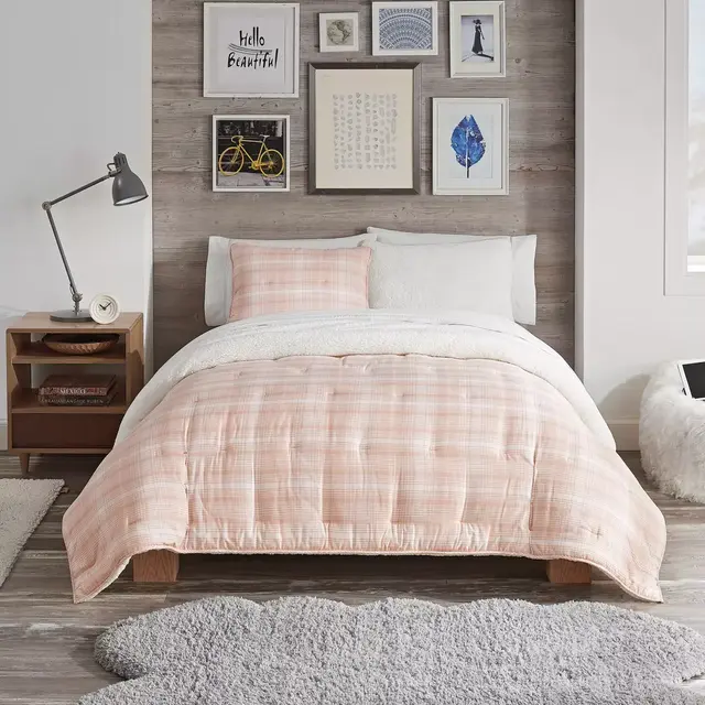 UGG® Devon Faux Sherpa 3-Piece Reversible King Comforter Set in Quartz Plaid