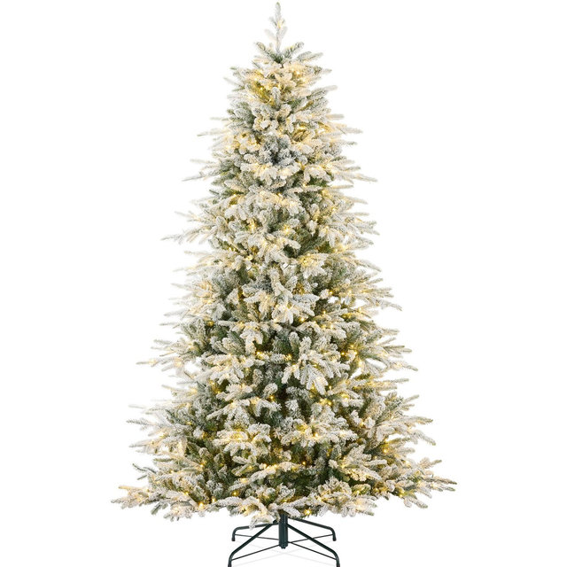 Best Choice Products 7.5ft Pre-Lit Flocked Full Aspen Noble Fir Christmas Tree w/ 700 2-in-1 Glowing LEDs