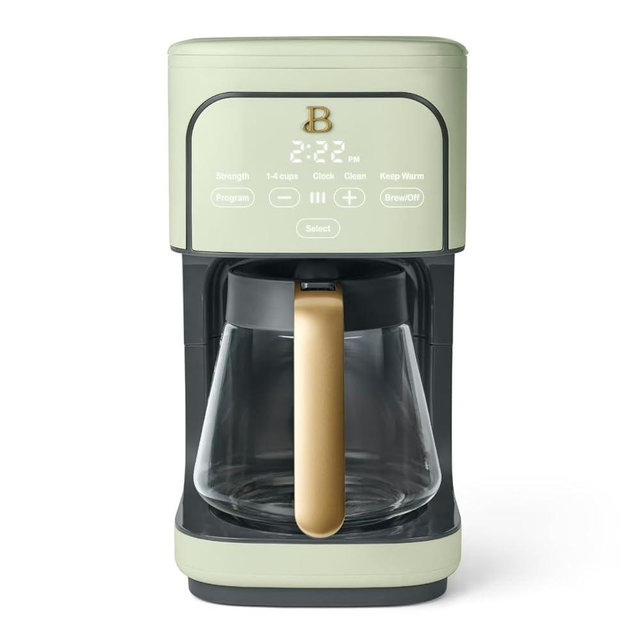 Beautiful 12 Cup Programmable Coffee Maker, Drip Coffee Machine with Glass Carafe, Automatic Brew Strength Control, Espresso Maker Function, Compact Espresso Machine (Sage Green)