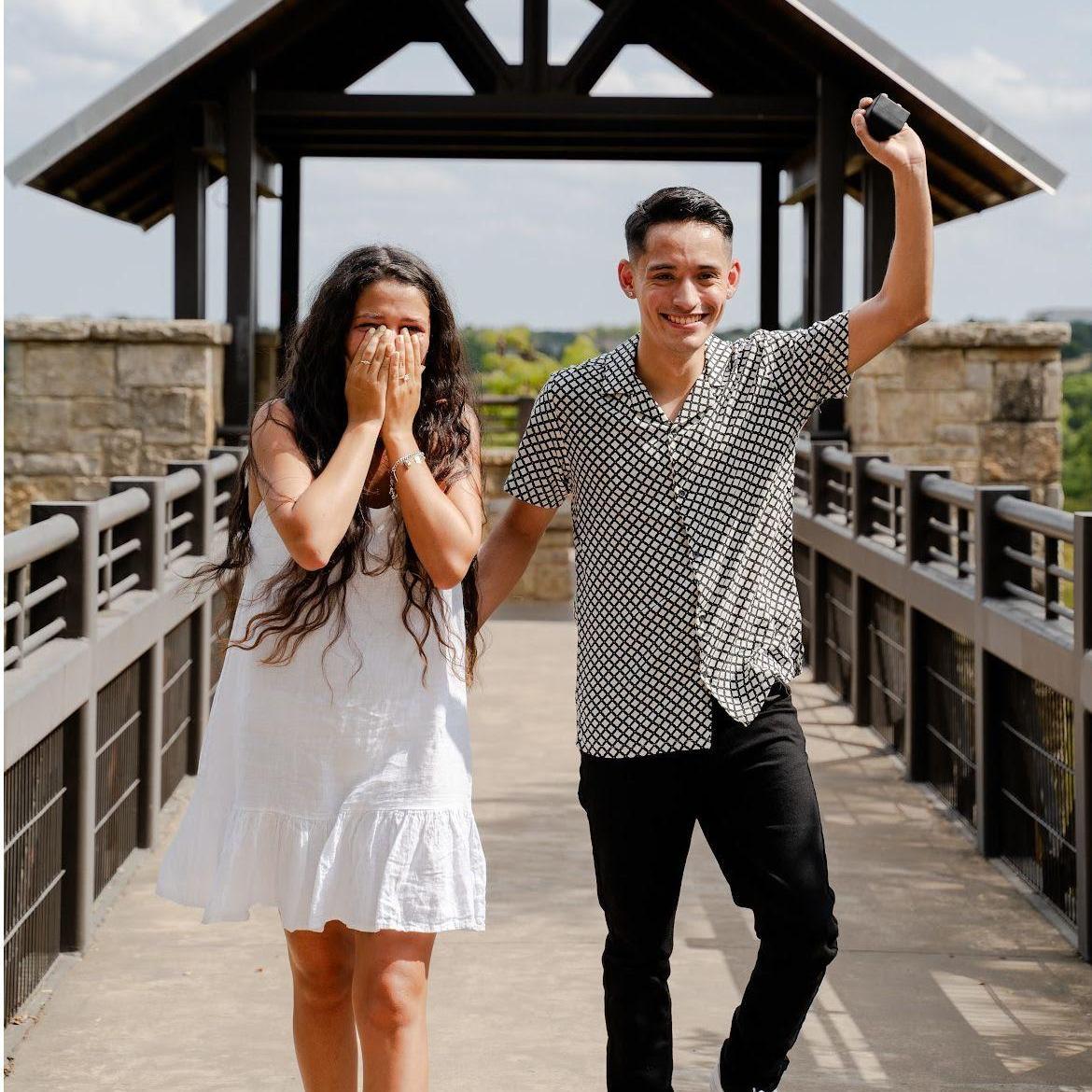 He had the people who mean most to us, all suprise me at our proposal and this was the moment I saw everyone!!