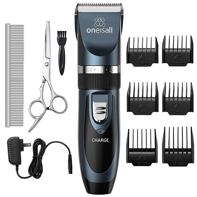 oneisall Dog Shaver Clippers Low Noise Rechargeable Cordless Electric Quiet Hair Clippers Set for Dogs Cats Pets