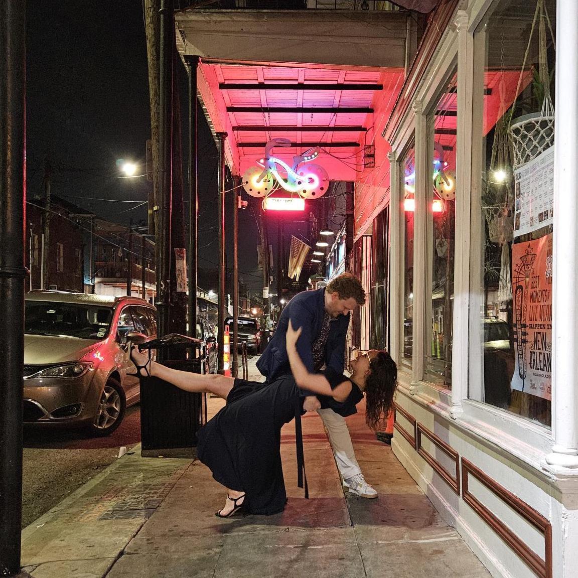 Photo taken on Frenchman Street in NOLA the night we got engaged!