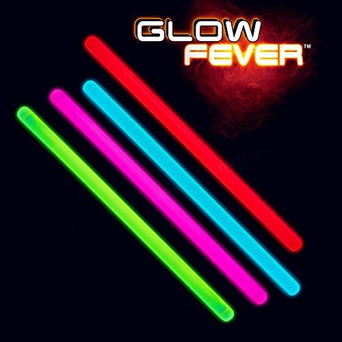 Glow Fever Bulk Glow in The Dark 100ct 10'' Jumbo Glow Sticks, for Party Supplies Festivals Raves Birthday Wedding, Multi