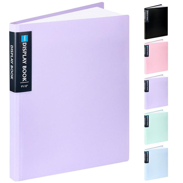 Sooez Art Portfolios 9"x12", 40 Pockets Large Portfolio Folder Display 80 Pages, Heavy Duty Art Portfolio Folder with Clear Sheet Protectors, Presentation Book for Artwork Document Organizer