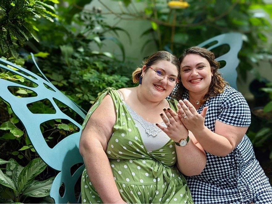 June 2022: Doubly engaged at the butterfly conservatory in Key West, FL.