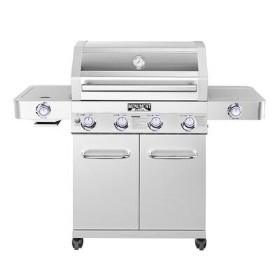 Monument Clearview Stainless Steel 4-Burner Liquid Propane Gas Grill with 2 Side Burners