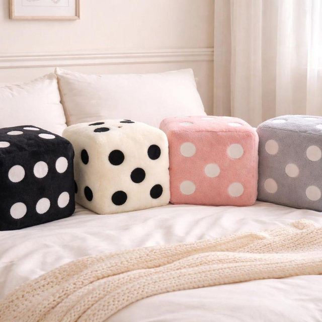 Plush Dice Pillow – Soft Dice Throw Pillow, Cute Game Room Decor, Cozy Plush Cushion