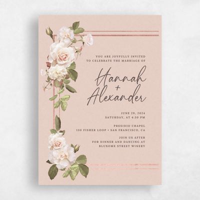 Sweet Pink Wedding Invitation - Quintana Bloom