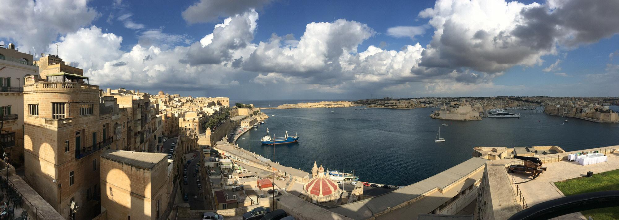 Overlooking the harbor in Malta, at the end of our engagement trip!