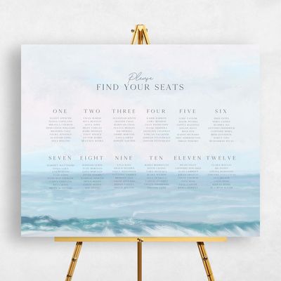 Blue Summer Wedding Sign - Clearwater Seating Chart