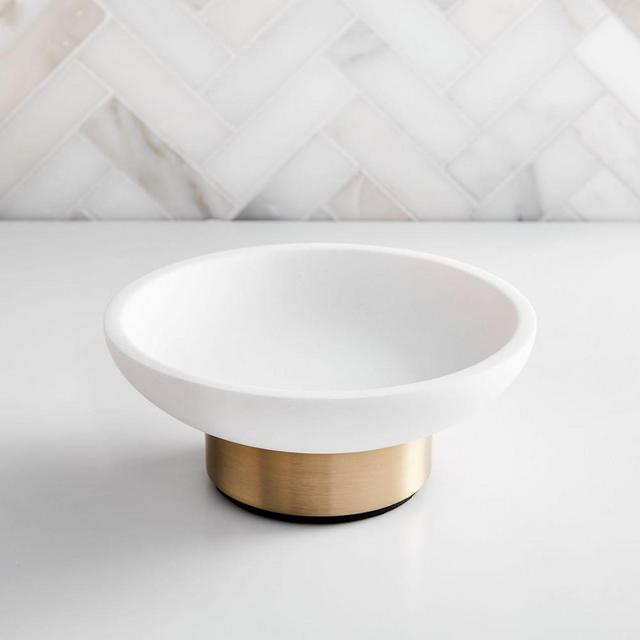 Modern Resin Stone Soap Dish, White