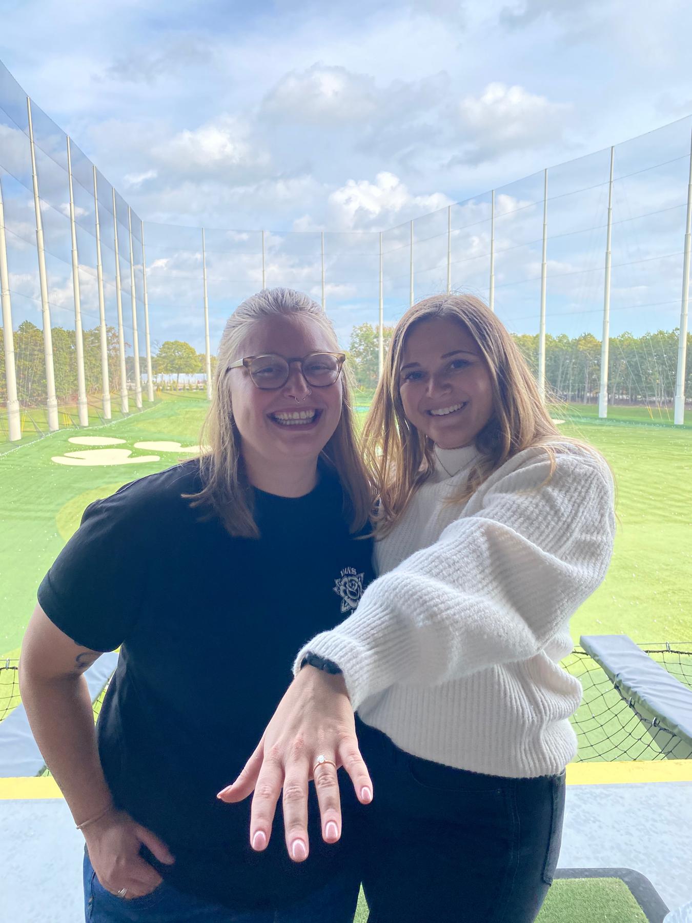 We celebrated at Top Golf and the employees were SO excited for us, they insisted on a photoshoot.
