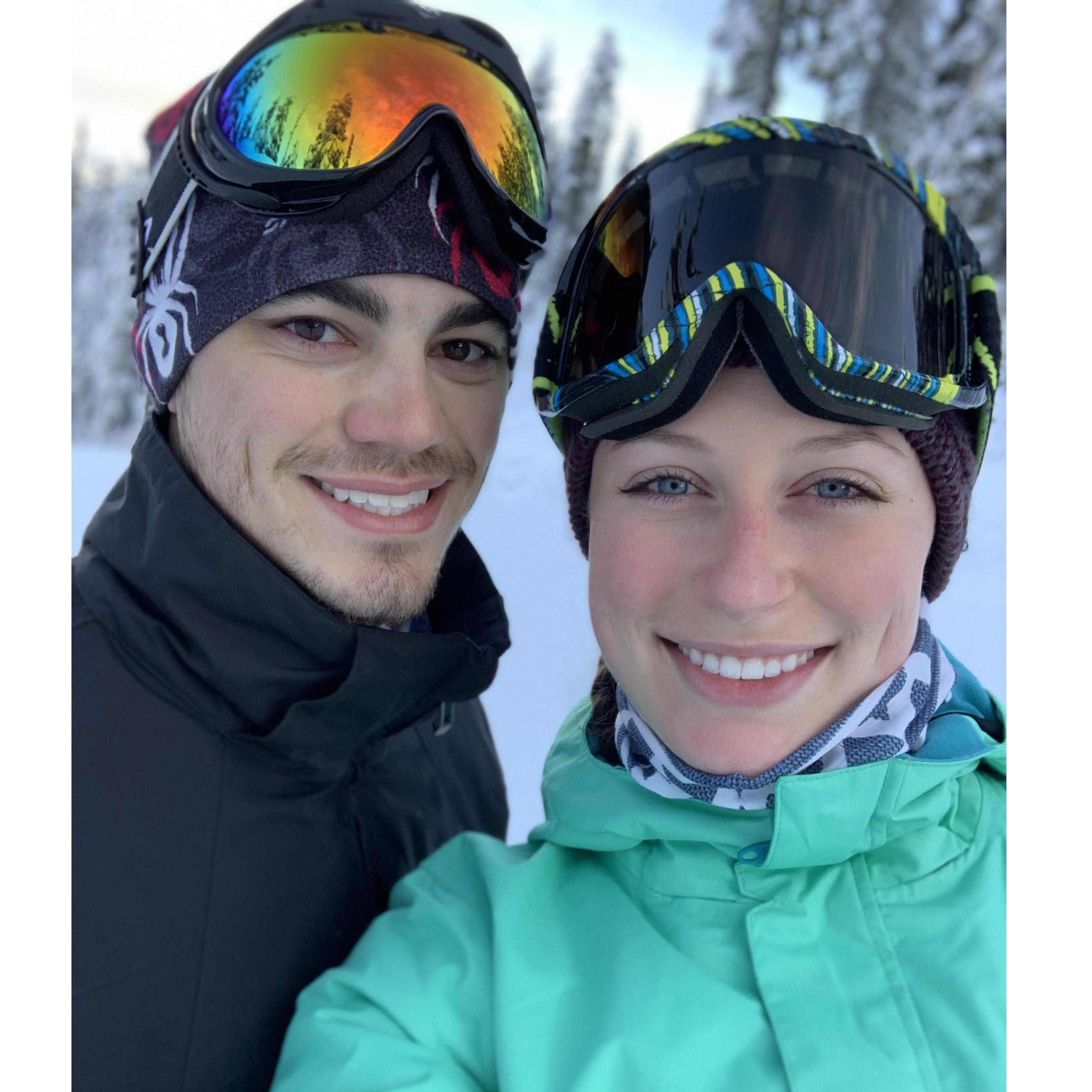 A photo of us on top of a mountain in Canada. Also Justin's favorite photo of us