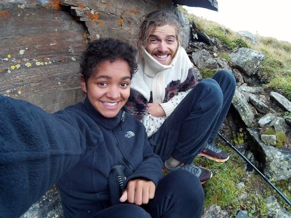 Sheltering from the snow while hiking up the mountain! (2016)