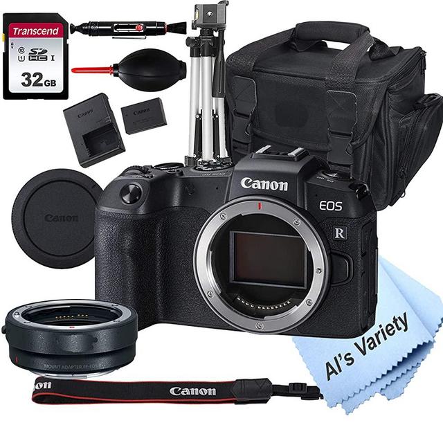 Canon EOS RP Mirrorless Camera (Body Only) W/Mount Adapter EF-EOS R + 32GB Card, Tripod, Case, and More (14pc Bundle)