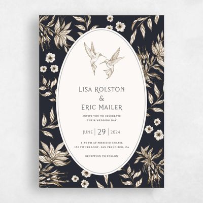 Ebony, Black Wedding Invitation - Brenton Portrait