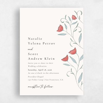 Red Wedding Invitation - Sinfonia Portrait