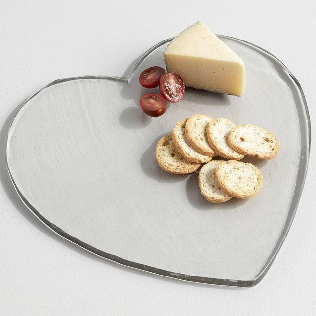 Slab Glass Heart Shaped Cheese Board