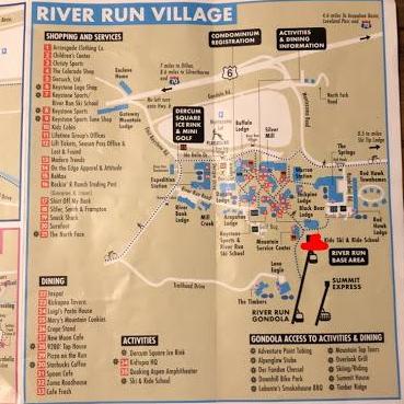 River Run Village 
Red Dot is the location of the River Run Gondola that will take everyone to the Wedding