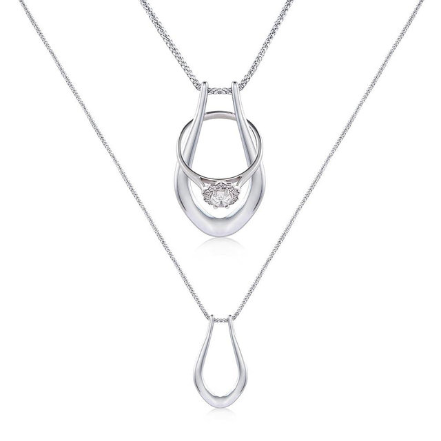 Pixie Wing Vesta Ring Keeper Necklace, 18k Gold-Plated Engagement Ring Holder (White Gold, 17.7" Chain with 4'' Extender)