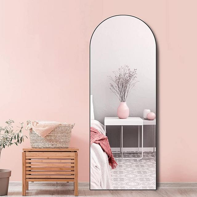 Manocorro 65"×22" Arched Full Length Mirror, Wood Frame Body Mirror, Floor Mirror with Stand, Dressing Mirror, Fitting Mirror for Bedroom Bathroom Living Room，Wall Mirror