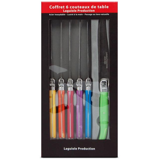 Laguiole Evolution Tradition Assorted Color Steak Knives, Set of 6