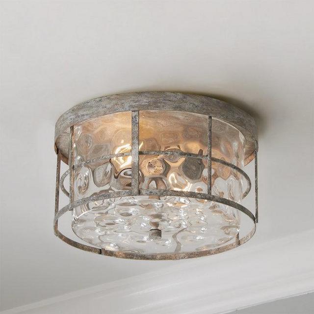 Coastal Cottage Ceiling Light- Distressed Cream