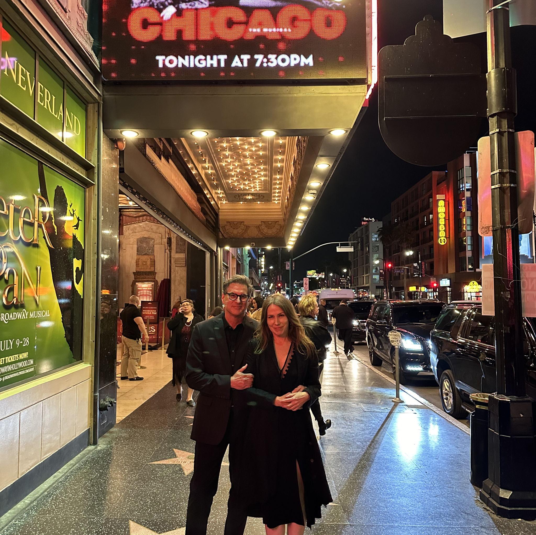 Melissa got to see Brian's guitar stylings (and all that jazz) for the first time at a production of "Chicago" at LA's Pantages Theatre
