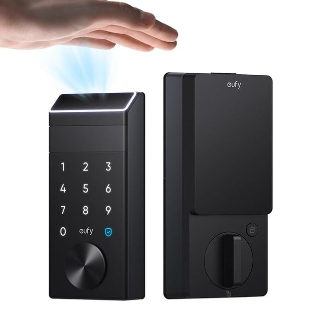 eufy FamiLock E34 Smart Lock with Palm Vein Recognition - Keyless Entry Door Lock for Front Door, Wi-Fi Keypad Deadbolt, ANSI/BHMA Grade 1, Auto Lock, Voice Control, IP65 Waterproof, No Monthly Fee