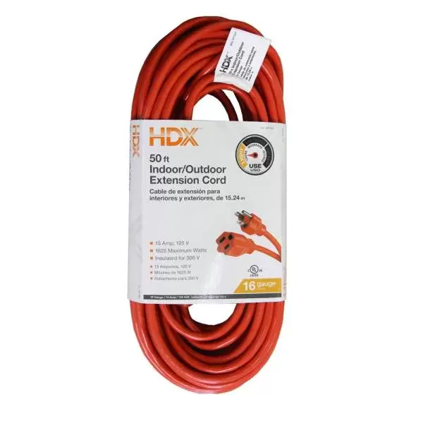 50 ft. 16/3 Light-Duty Indoor/Outdoor Extension Cord, Orange