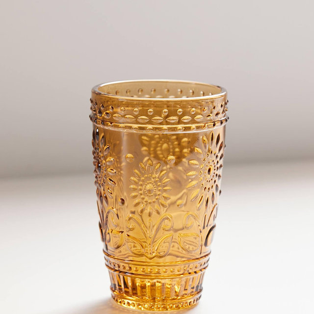 Embossed Amber Glass