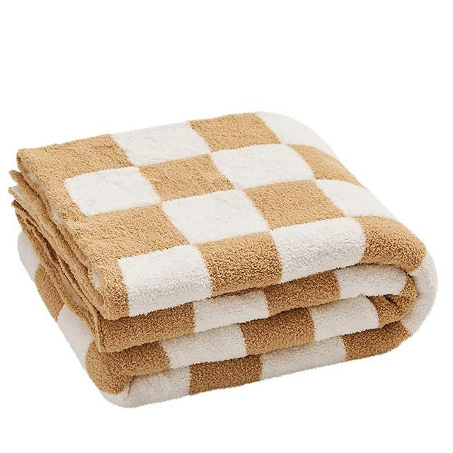 YIRUIO Throw Blankets Checkerboard Grid Chessboard Gingham Warmer Comfort Plush Reversible Microfiber Cozy Decor for Home Bed Couch (Burnt Orange, 60''x79'')
