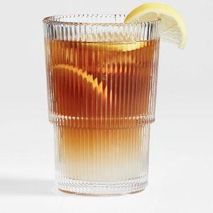 Atwell 16-oz. Stackable Ribbed Highball Glass | Clear