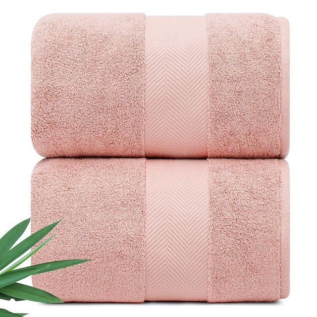 Alusa Home Ultra Soft & Plush Viscose from Bamboo Bath Sheets - 700 GSM Pack of 2 - Extra Large 70x35 in - Super Absorbent & Quick Drying (Blush Pink)