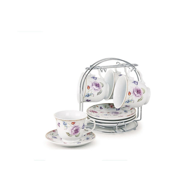 Lorren Home Trends 8-pc 8oz Coffee Cup and Saucer Set, Service for 4