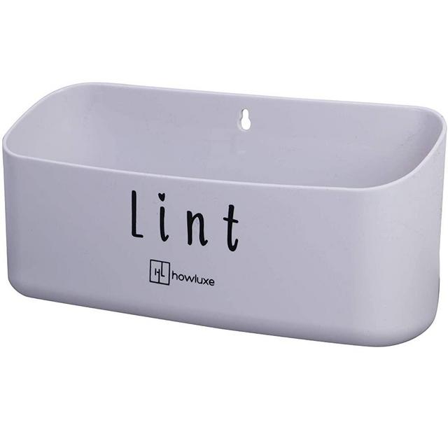 HowLuxe Magnetic Lint Bin for Laundry Room - Minimalist Plastic Dryer Lint Bin Organizer with Strong Magnet Backing - Wall Mountable Dryer Ball or Dryer Sheet Container - Grey, 4.3 x 9.5 x 2.8 in.