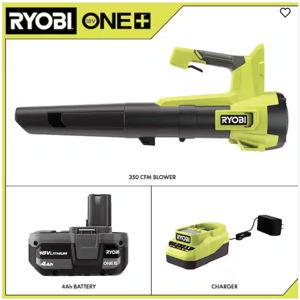 ONE+ 18V 100 MPH 350 CFM Cordless Battery Variable Speed Jet Fan Leaf Blower with 4.0 Ah Battery and Charger