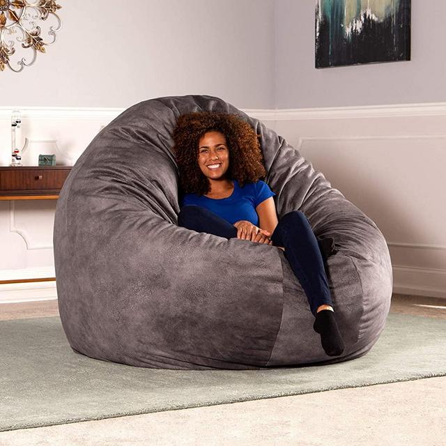 Jaxx 6 Foot Cocoon - Premium Giant Bean Bag for Adults - Padded Microvelvet, Pewter