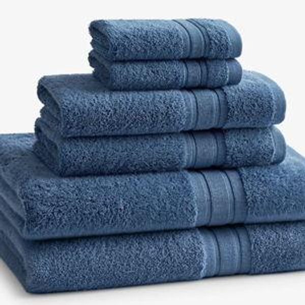 Turkish Cotton 6-Piece Bath Set - Slate Blue