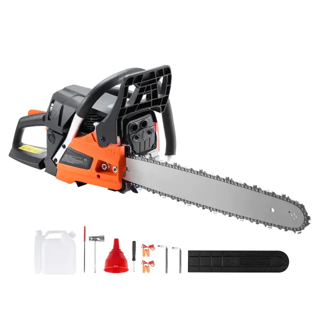 VEVOR Gas Chainsaw, 52CC 18" 2.55HP, Gasoline Powered Chain Saw, Handheld Cordless Petrol Chainsaws for Tree Wood Branch Cutting, Orange