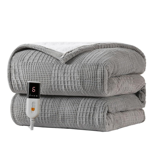 Heated Blanket Electric Blanket Throw 50''X60''-Heating Blanket with 6 Heat Settings-2-10 Hours Auto Off,ETL Certified,Machine Washable (Grey)