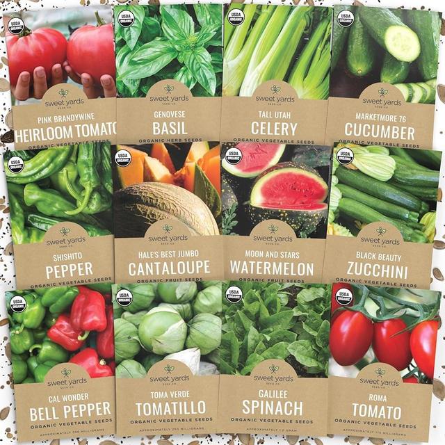 Organic Summer Vegetable Garden Seeds Variety Pack- Non-GMO USDA Certified Organic Open Pollinated Heirloom USA Seed Packets