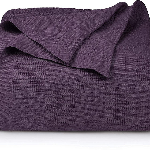 Utopia Bedding Cotton Queen Cooling Blanket [Plum - 90x90 Inches] Thermal Blanket for Bed - 350 GSM Soft Breathable Blanket