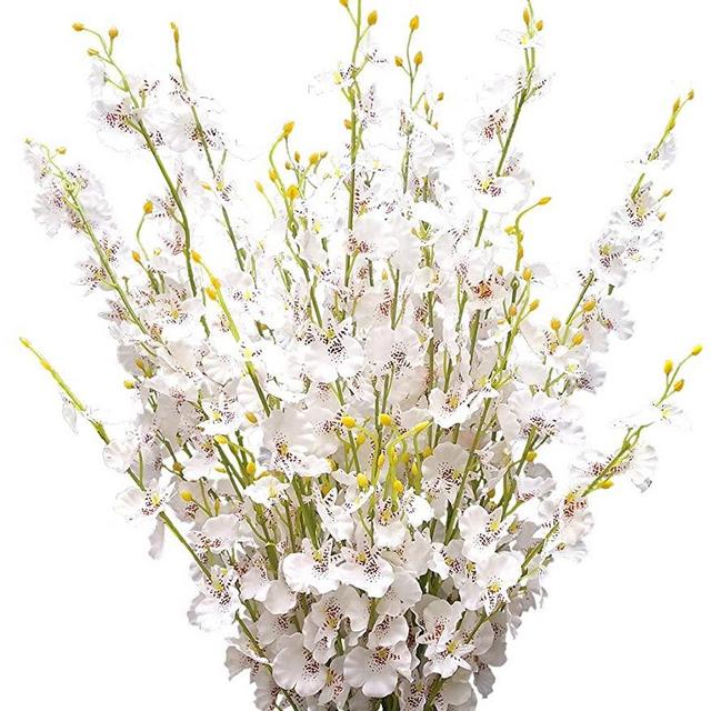 Silk Flowers in Bulk Wholesale Artificial Orchids, 12 Pcs (Each 38.5”), for Wedding Festive Party Home Office Decoration, Not Include Vase