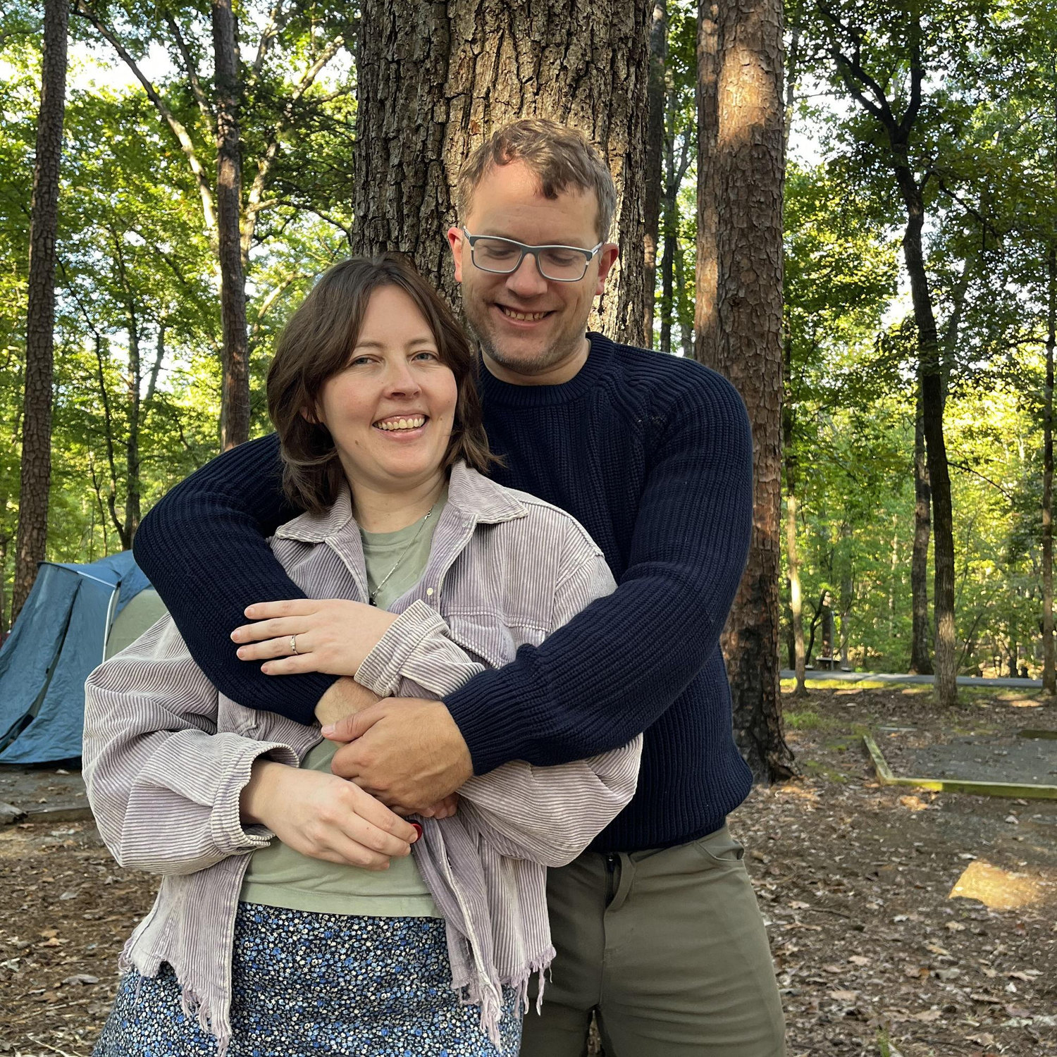 Us in our happy place, a North Carolina camp ground.