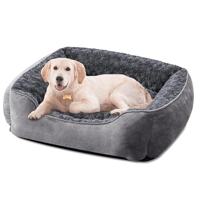 JOEJOY Rectangle Dog Bed for Large Medium Small Dogs Machine Washable Sleeping Dog Sofa Bed Non-Slip Bottom Breathable Soft Puppy Bed Durable Orthopedic Calming Pet Cuddler, Multiple Size, Grey