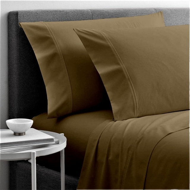 Cottingon, Premium 100% Egyptian Cotton 4 PC Sheet Set 15" Deep, Taupe-Olympic Queen